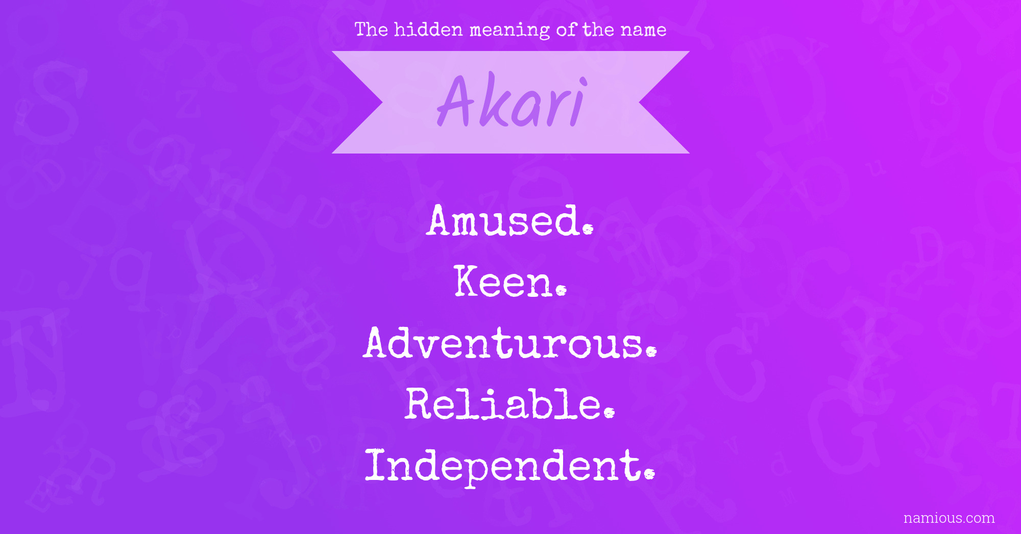 The hidden meaning of the name Akari