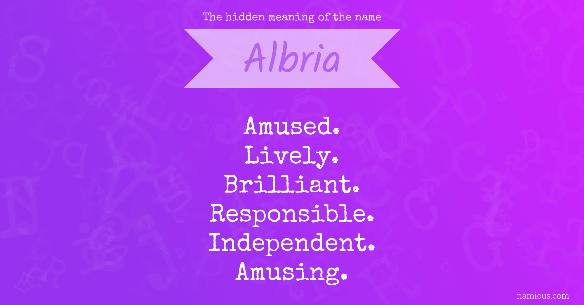 The hidden meaning of the name Albria