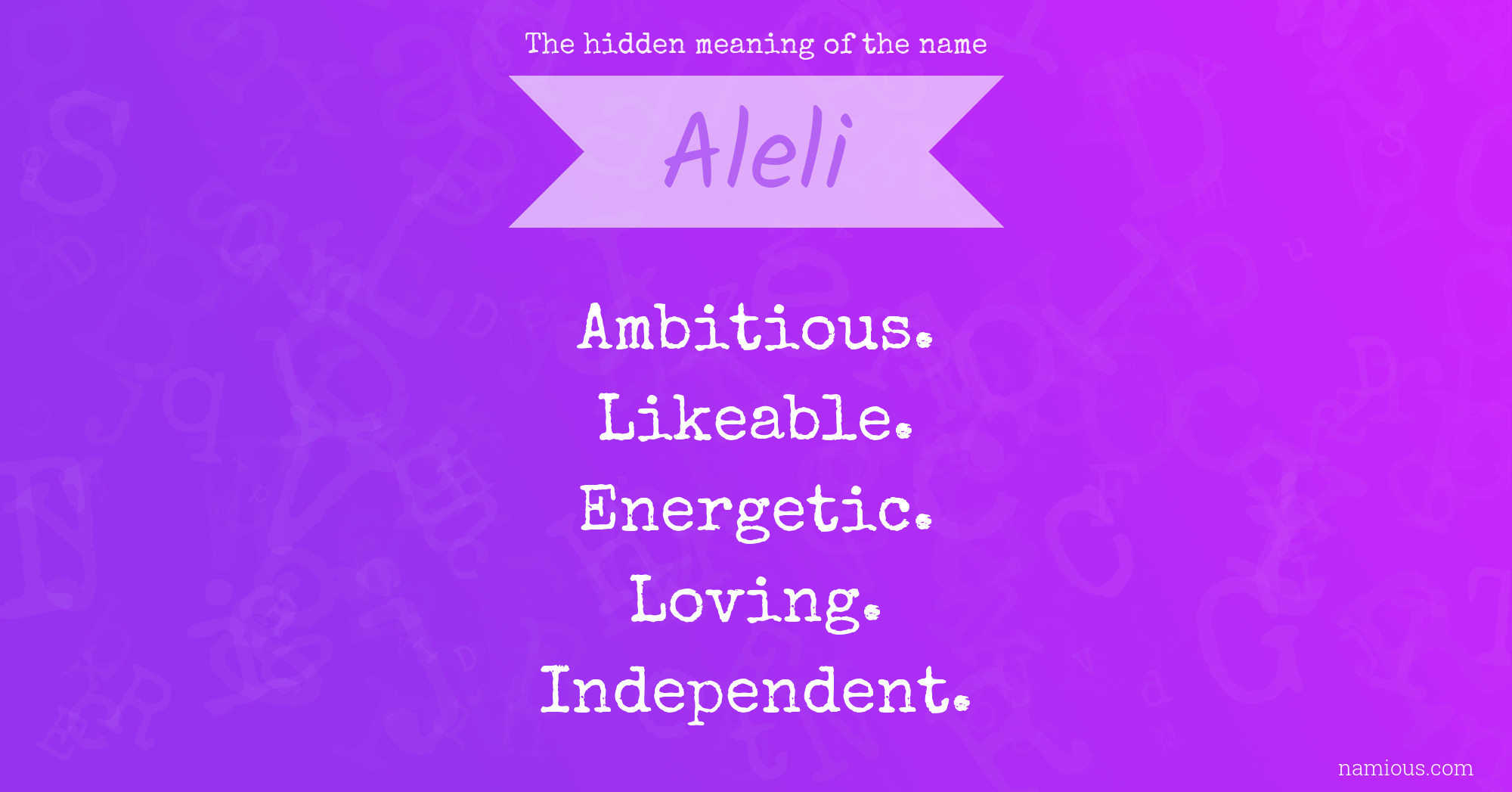 The hidden meaning of the name Aleli