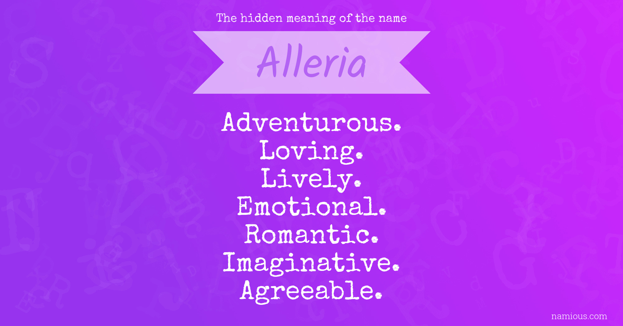 The hidden meaning of the name Alleria