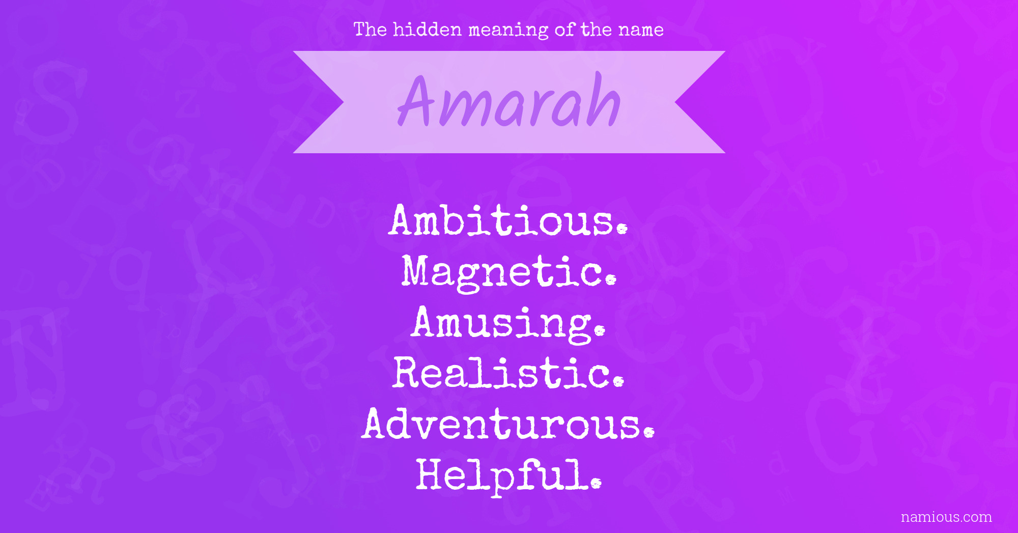 The hidden meaning of the name Amarah