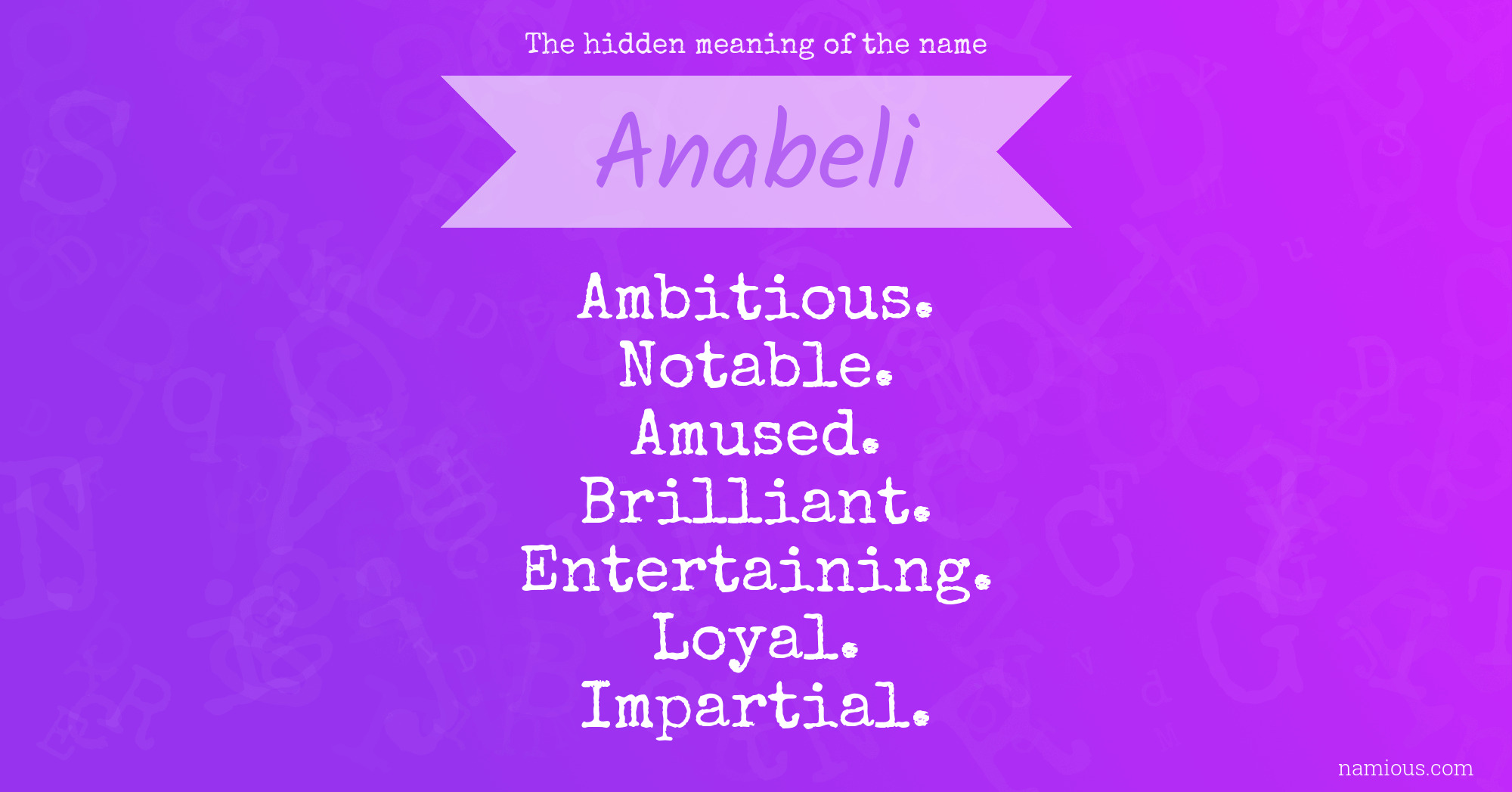 The hidden meaning of the name Anabeli
