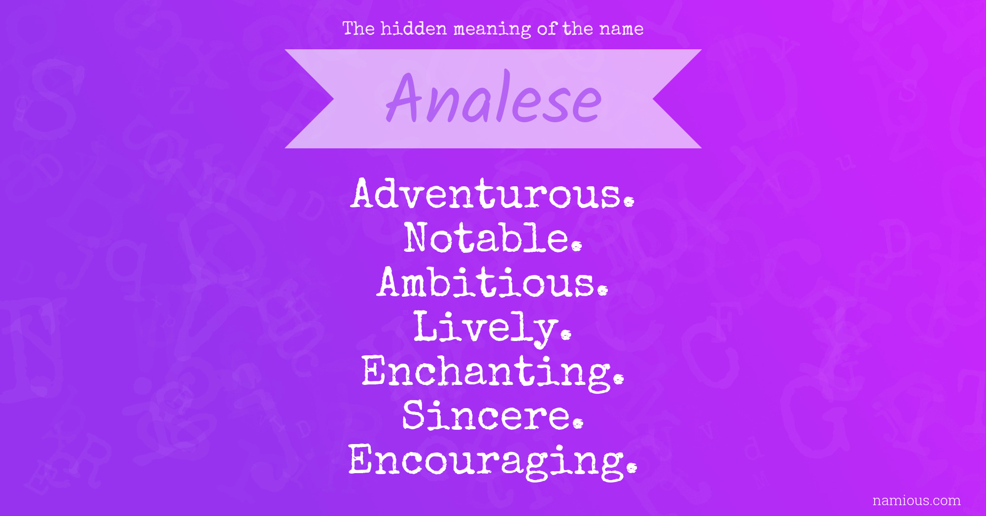The hidden meaning of the name Analese