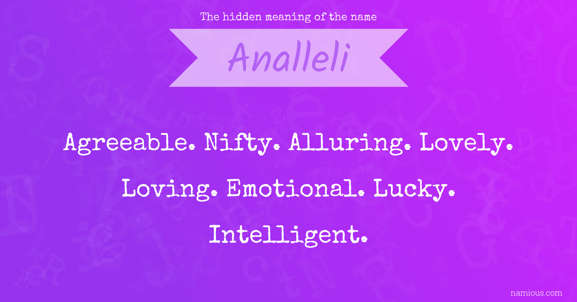 The hidden meaning of the name Analleli