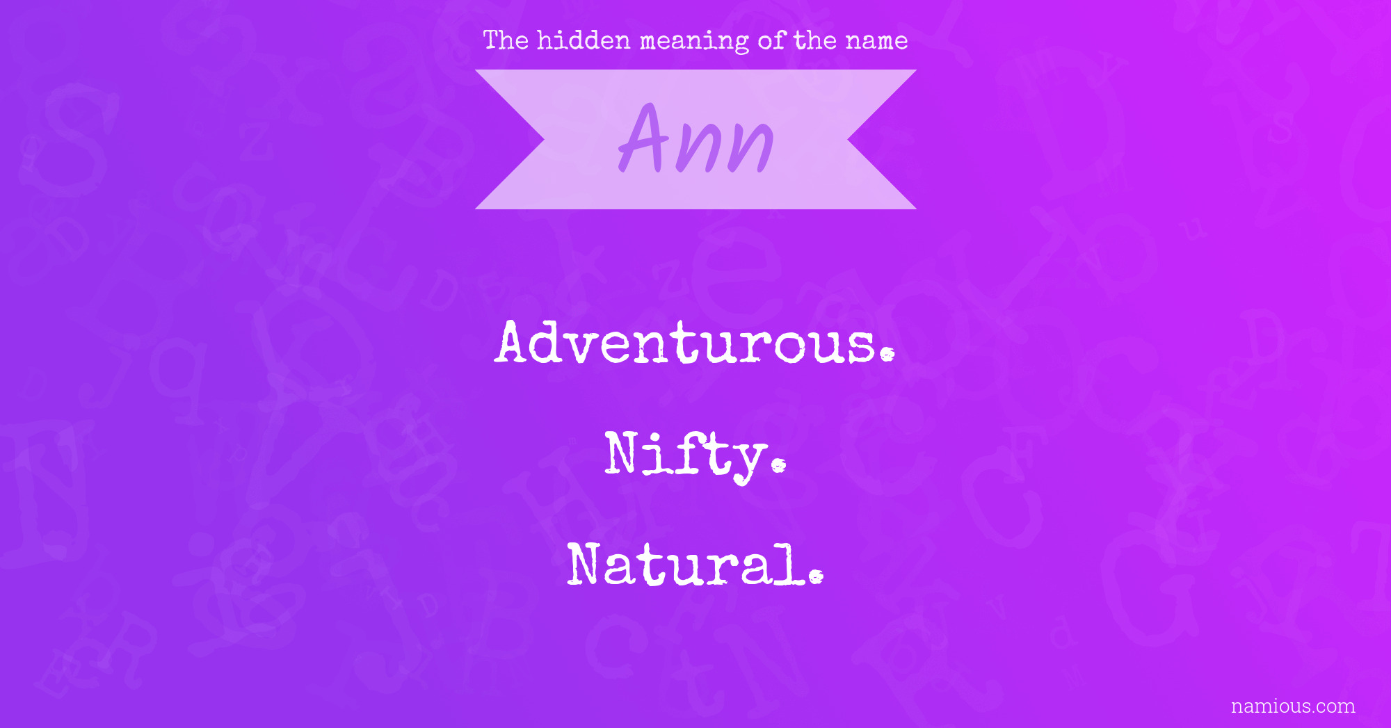 The hidden meaning of the name Ann