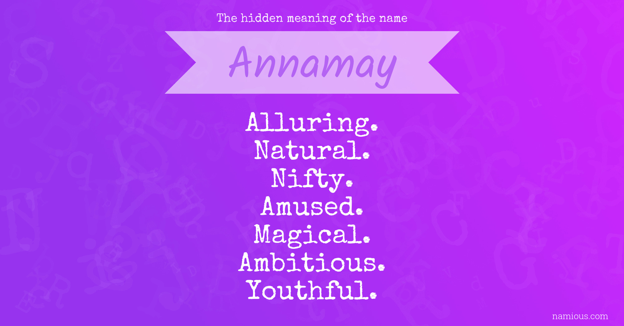 The hidden meaning of the name Annamay
