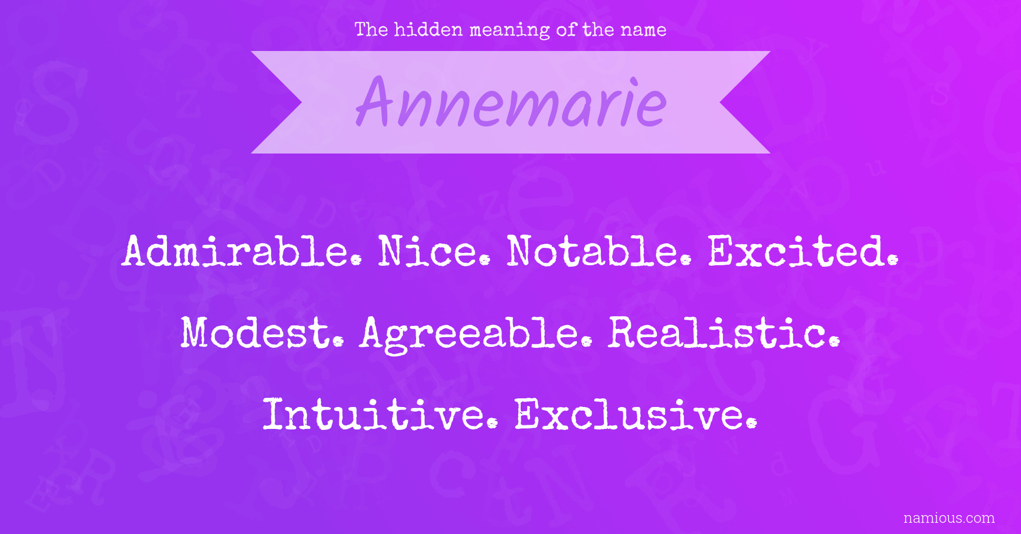 The hidden meaning of the name Annemarie