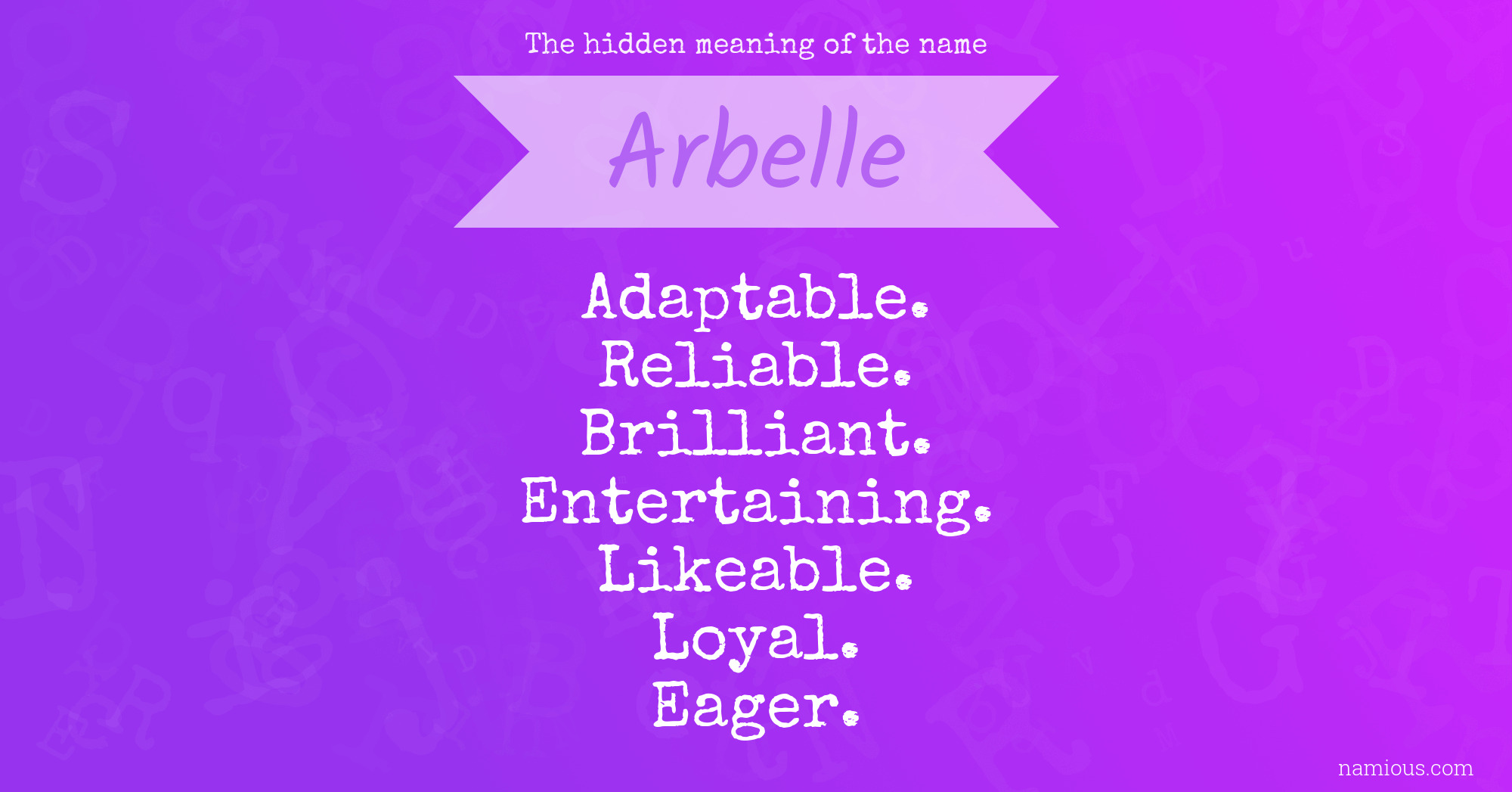The hidden meaning of the name Arbelle