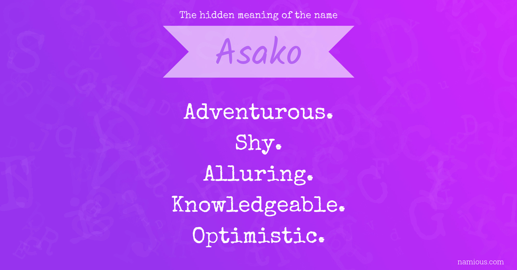 The hidden meaning of the name Asako