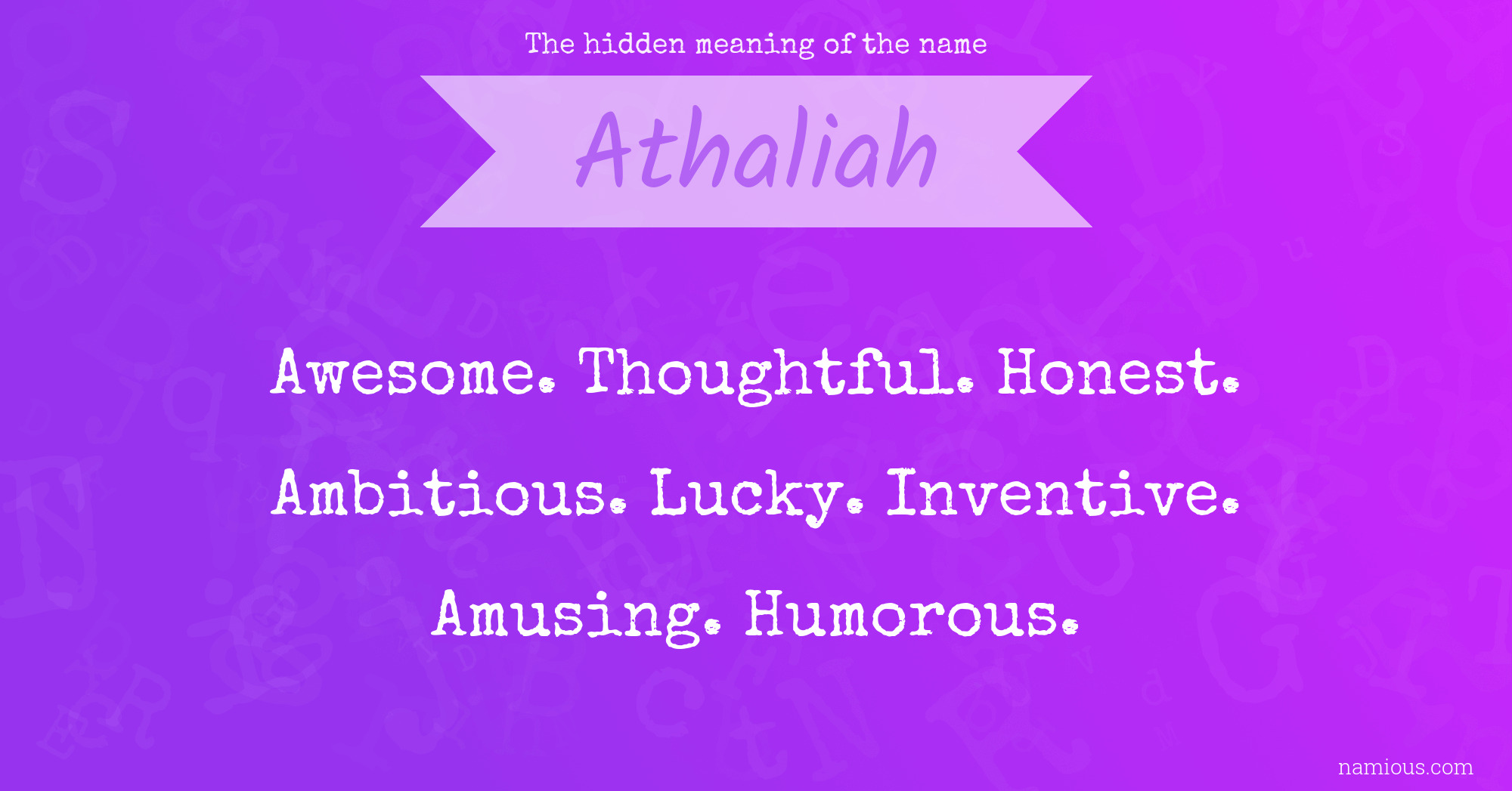 The hidden meaning of the name Athaliah