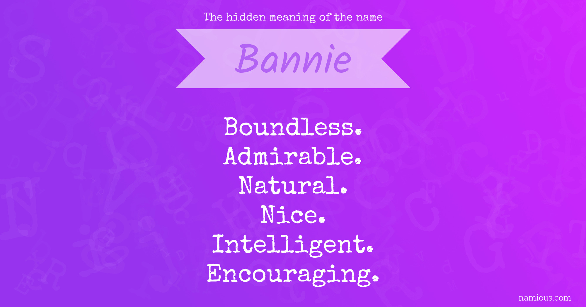The hidden meaning of the name Bannie