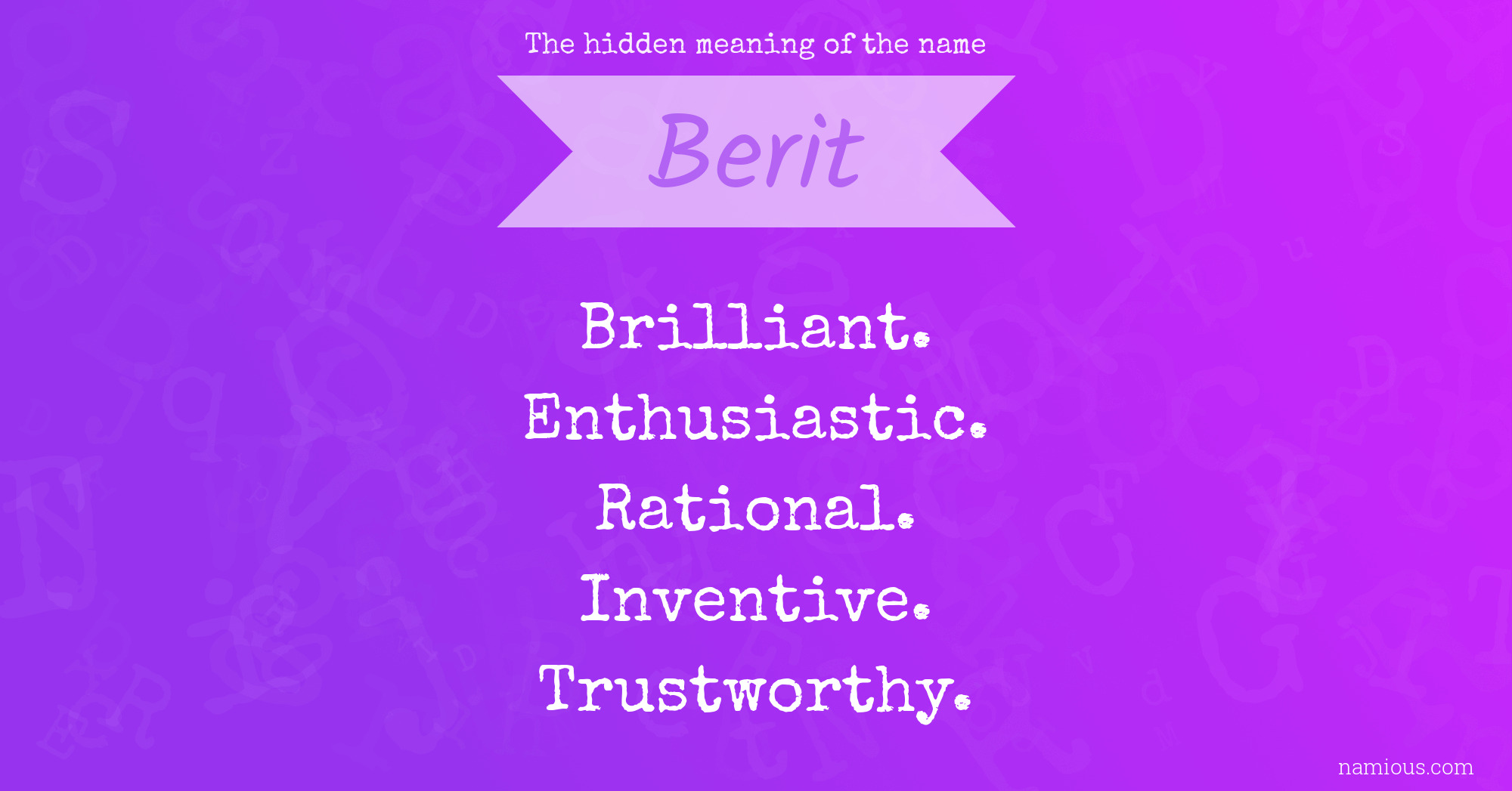 The hidden meaning of the name Berit