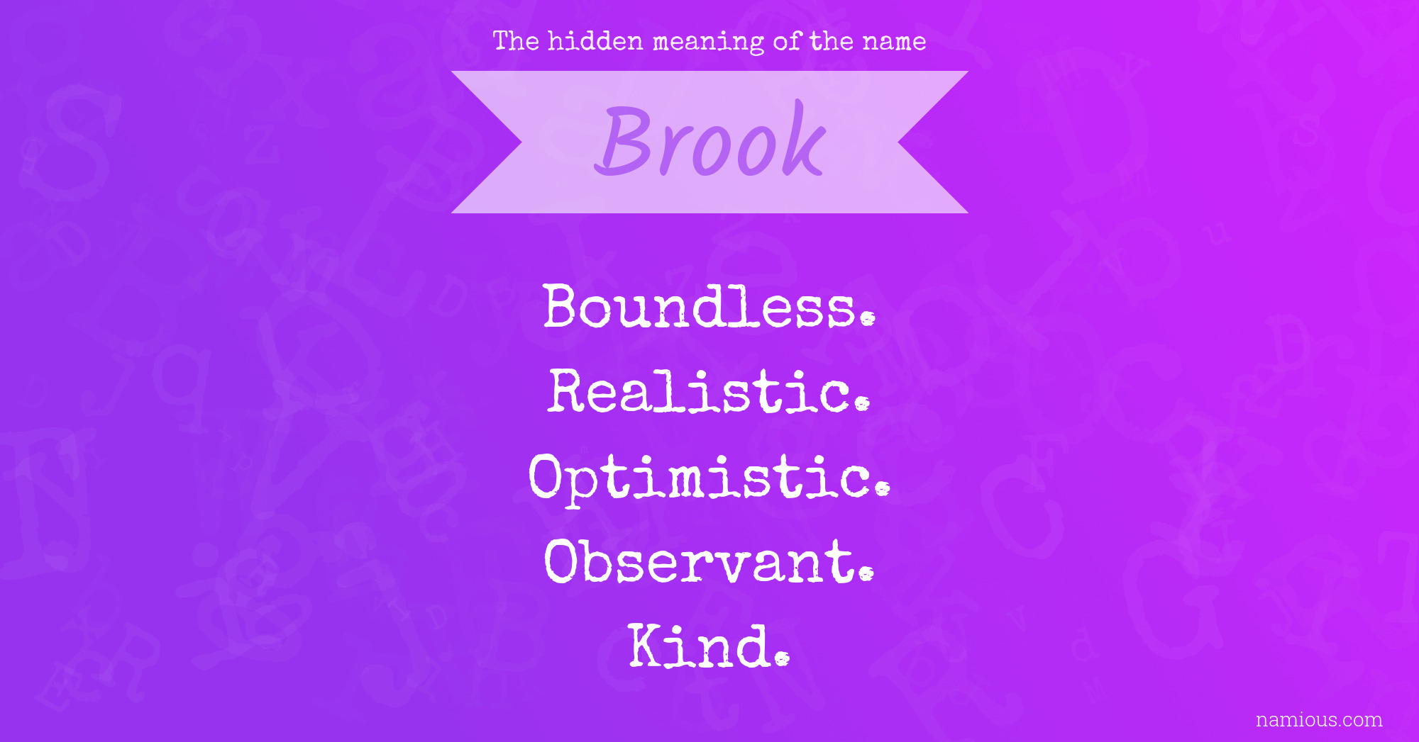 The hidden meaning of the name Brook