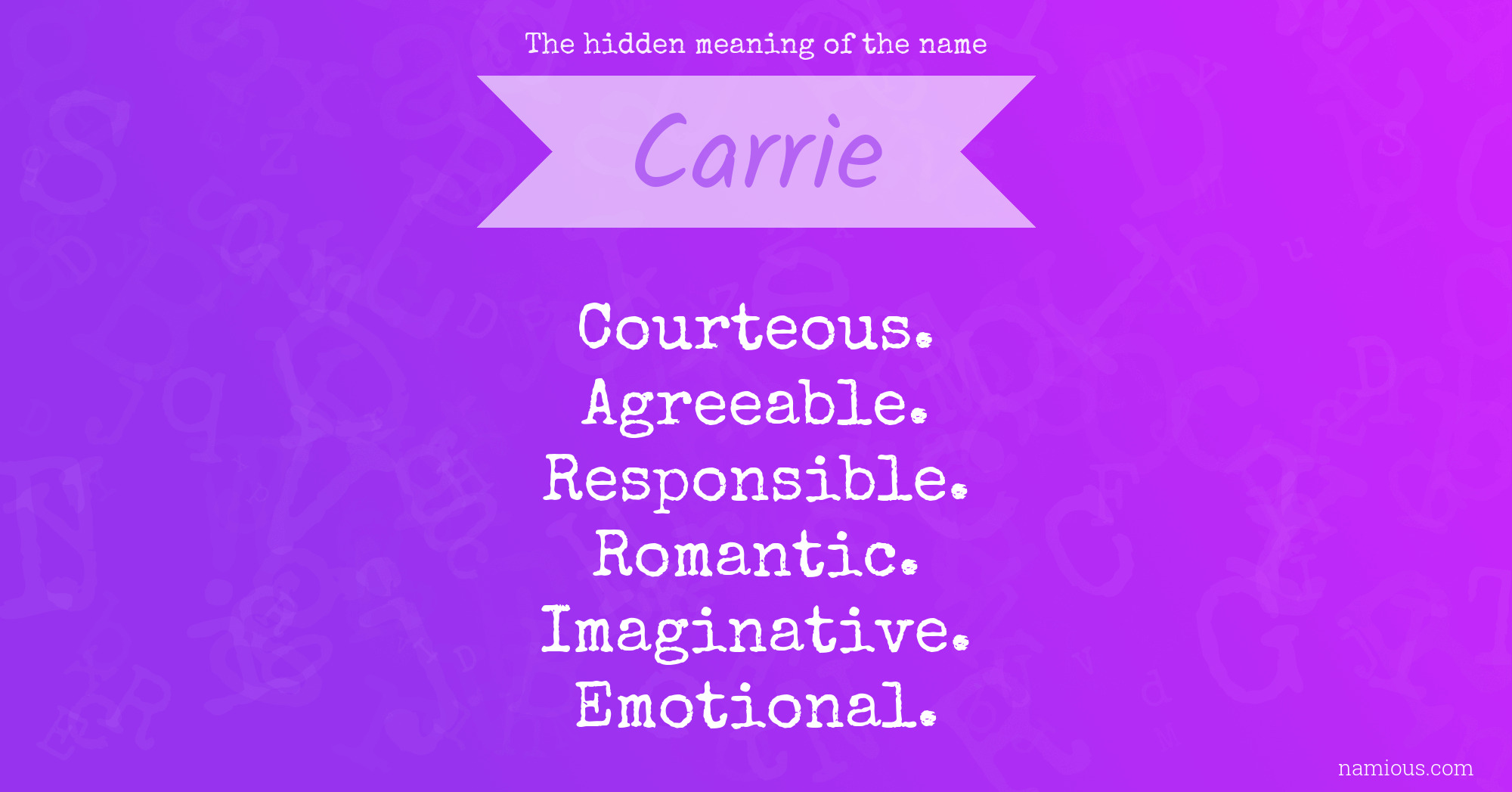 The hidden meaning of the name Carrie