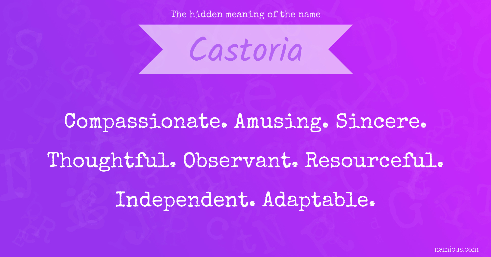 The hidden meaning of the name Castoria
