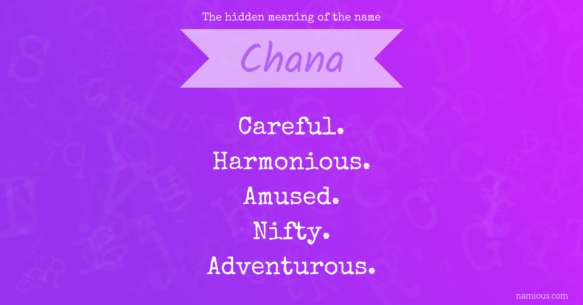 The hidden meaning of the name Chana