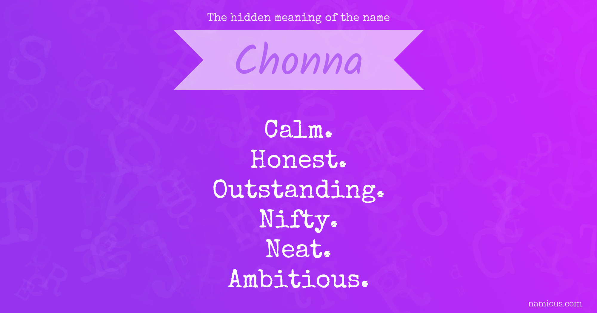 The hidden meaning of the name Chonna