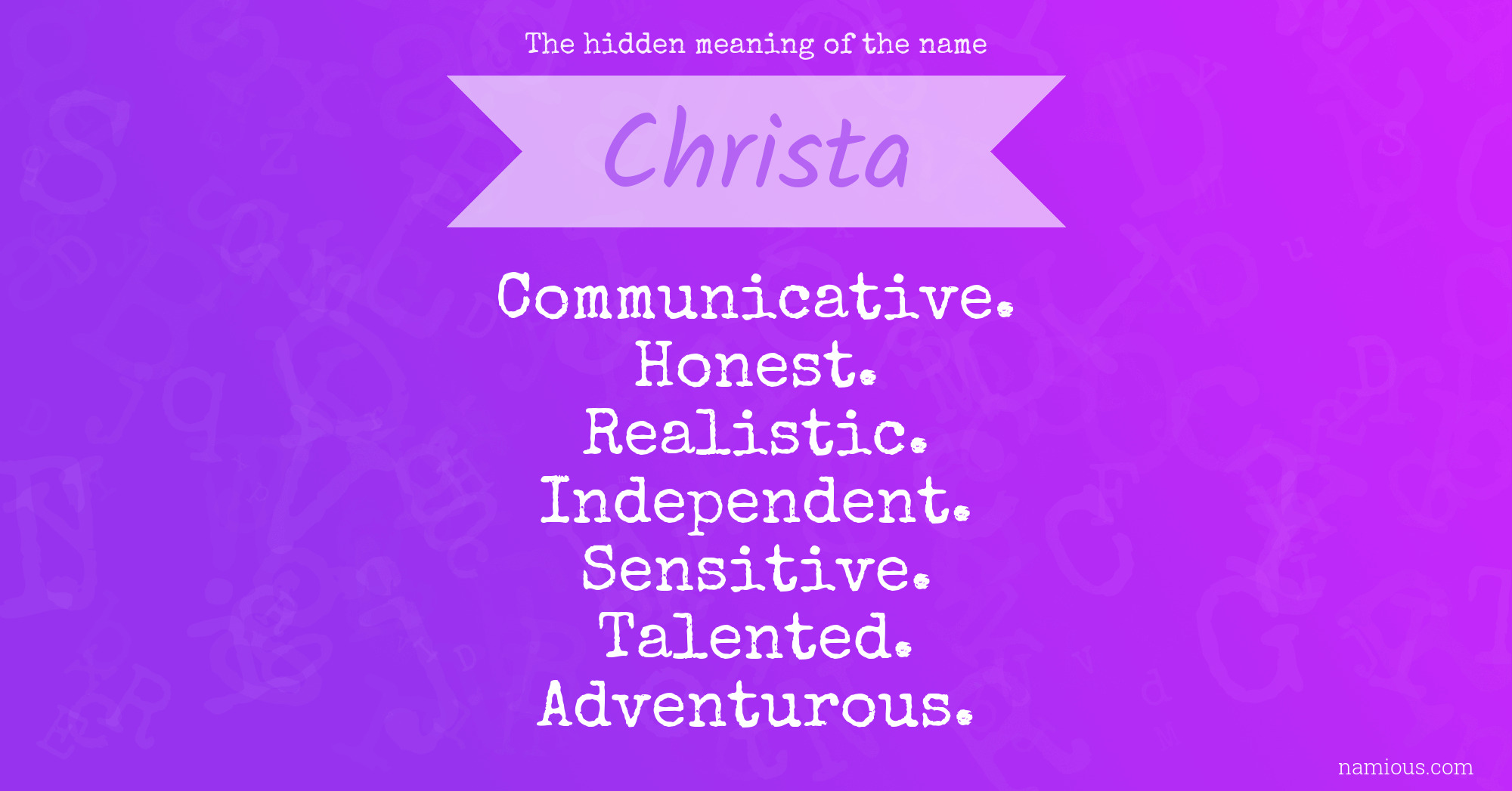 The hidden meaning of the name Christa