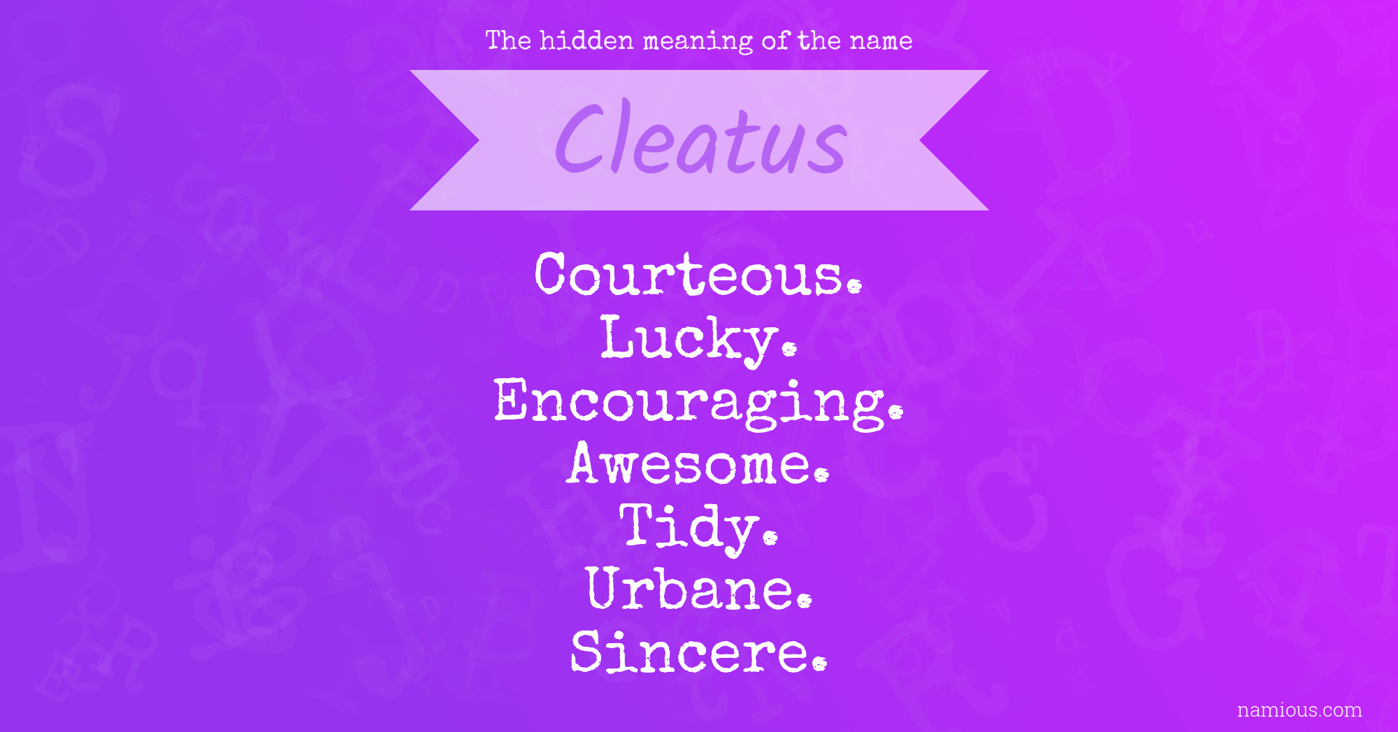 The hidden meaning of the name Cleatus