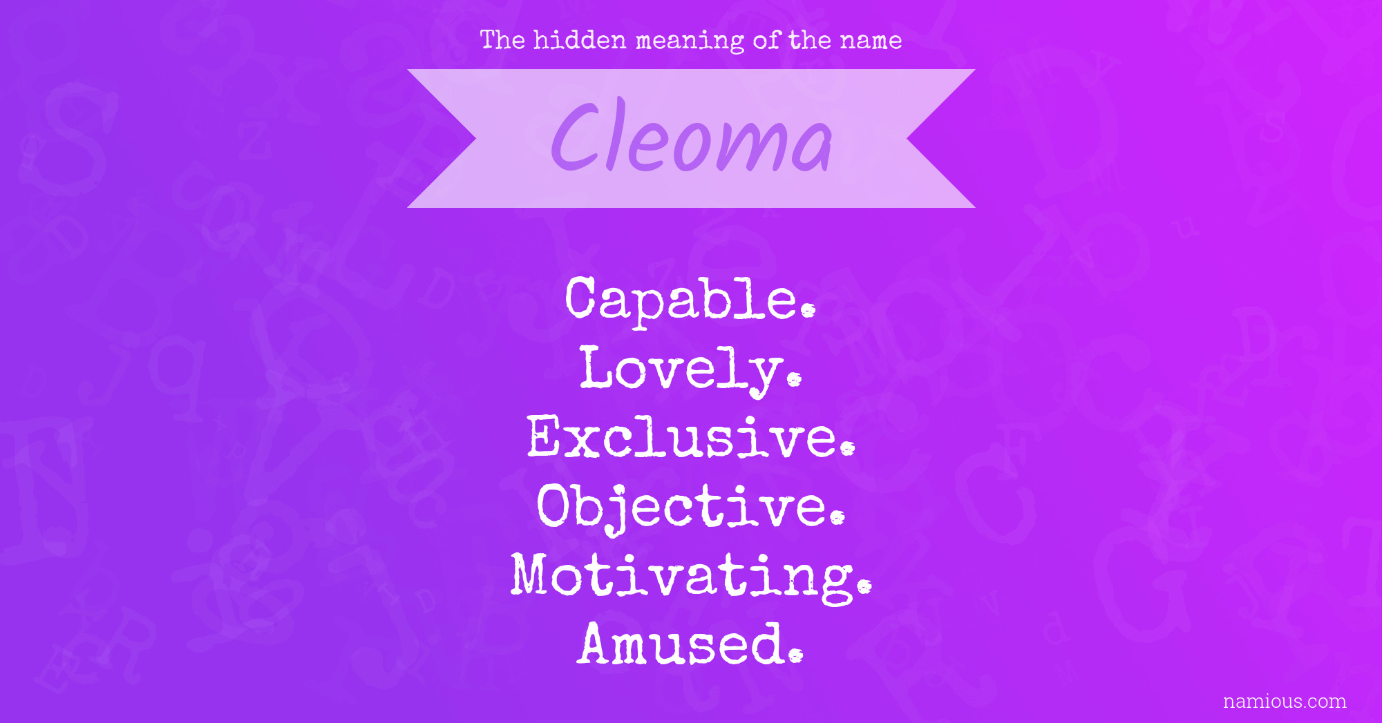 The hidden meaning of the name Cleoma