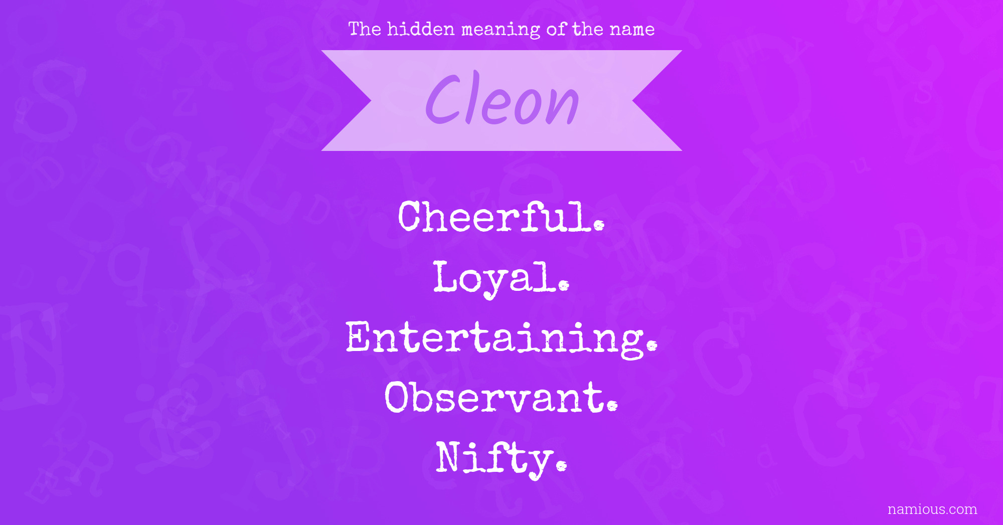The hidden meaning of the name Cleon