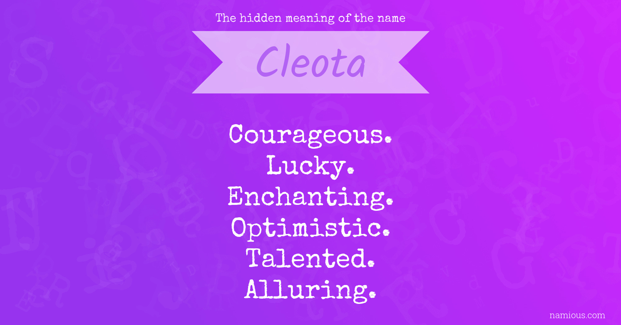 The hidden meaning of the name Cleota