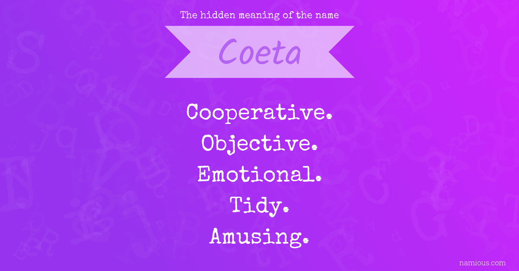 The hidden meaning of the name Coeta
