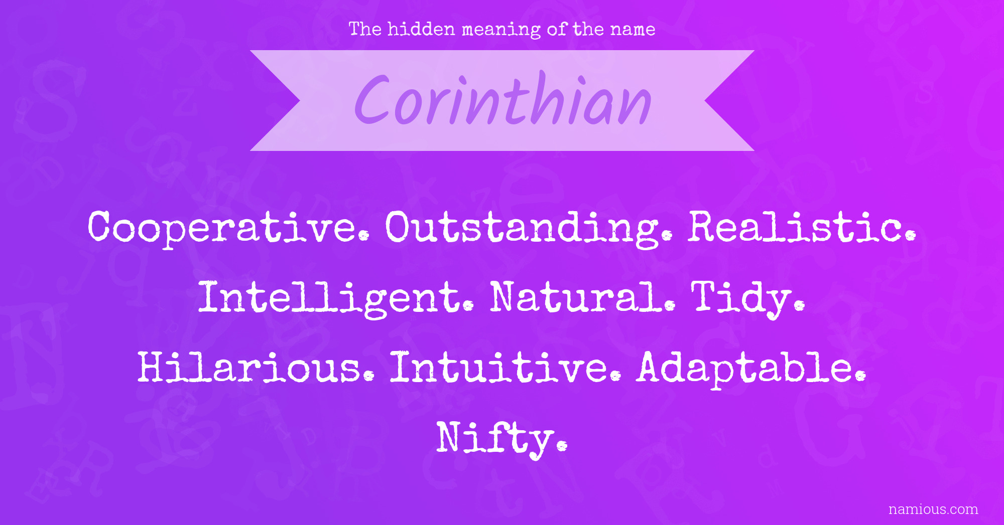 The hidden meaning of the name Corinthian