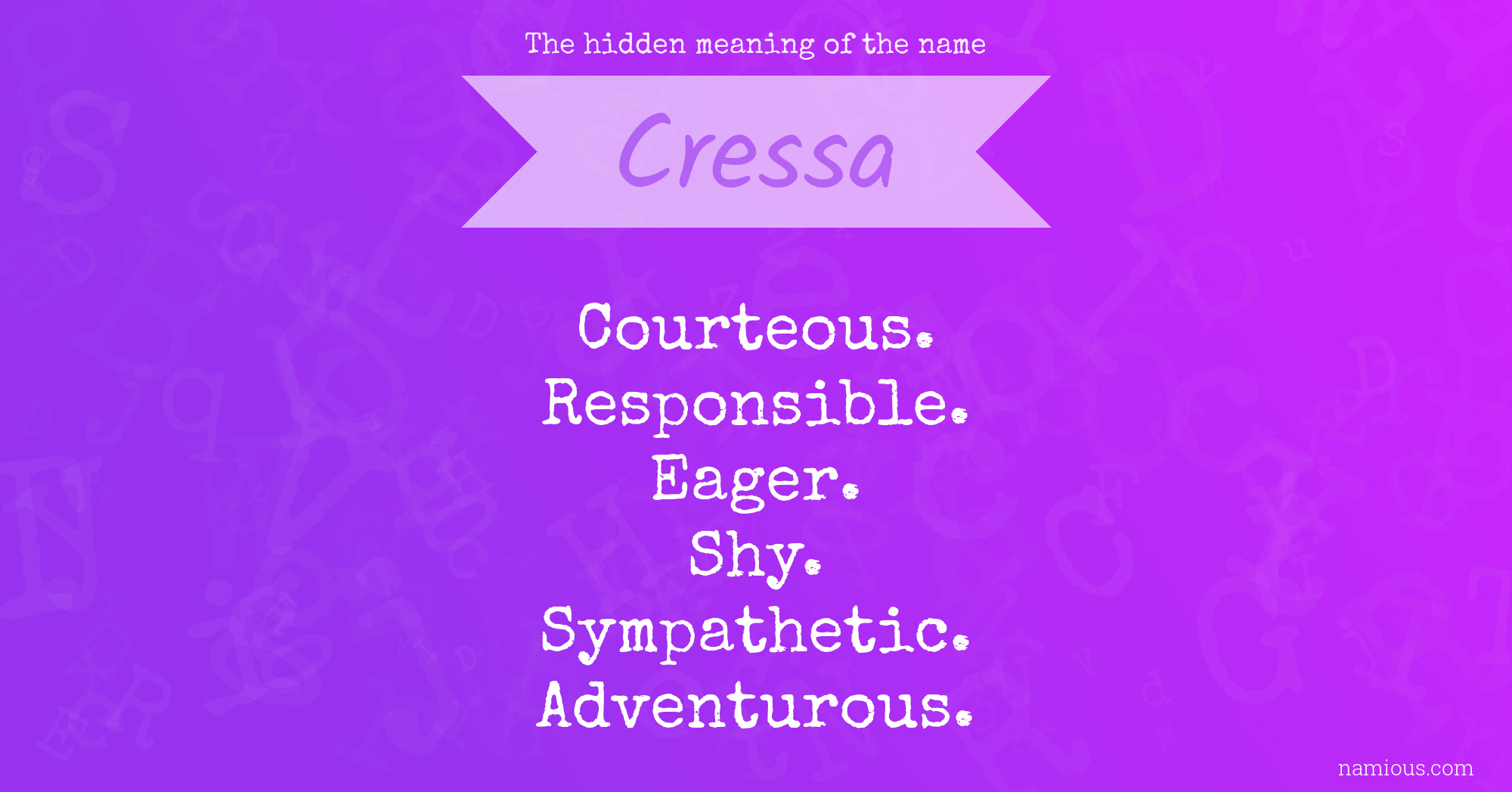 The hidden meaning of the name Cressa