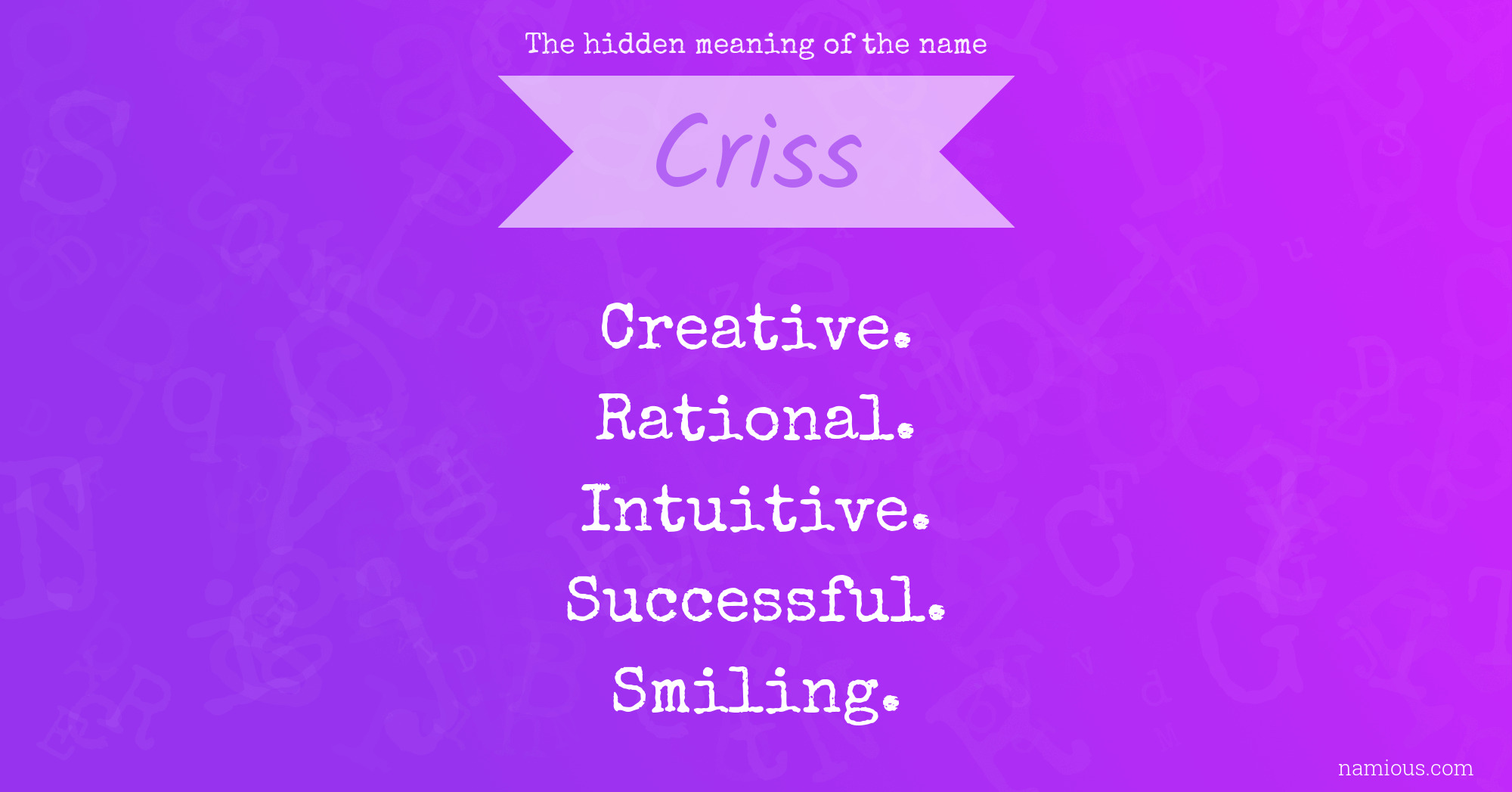The hidden meaning of the name Criss
