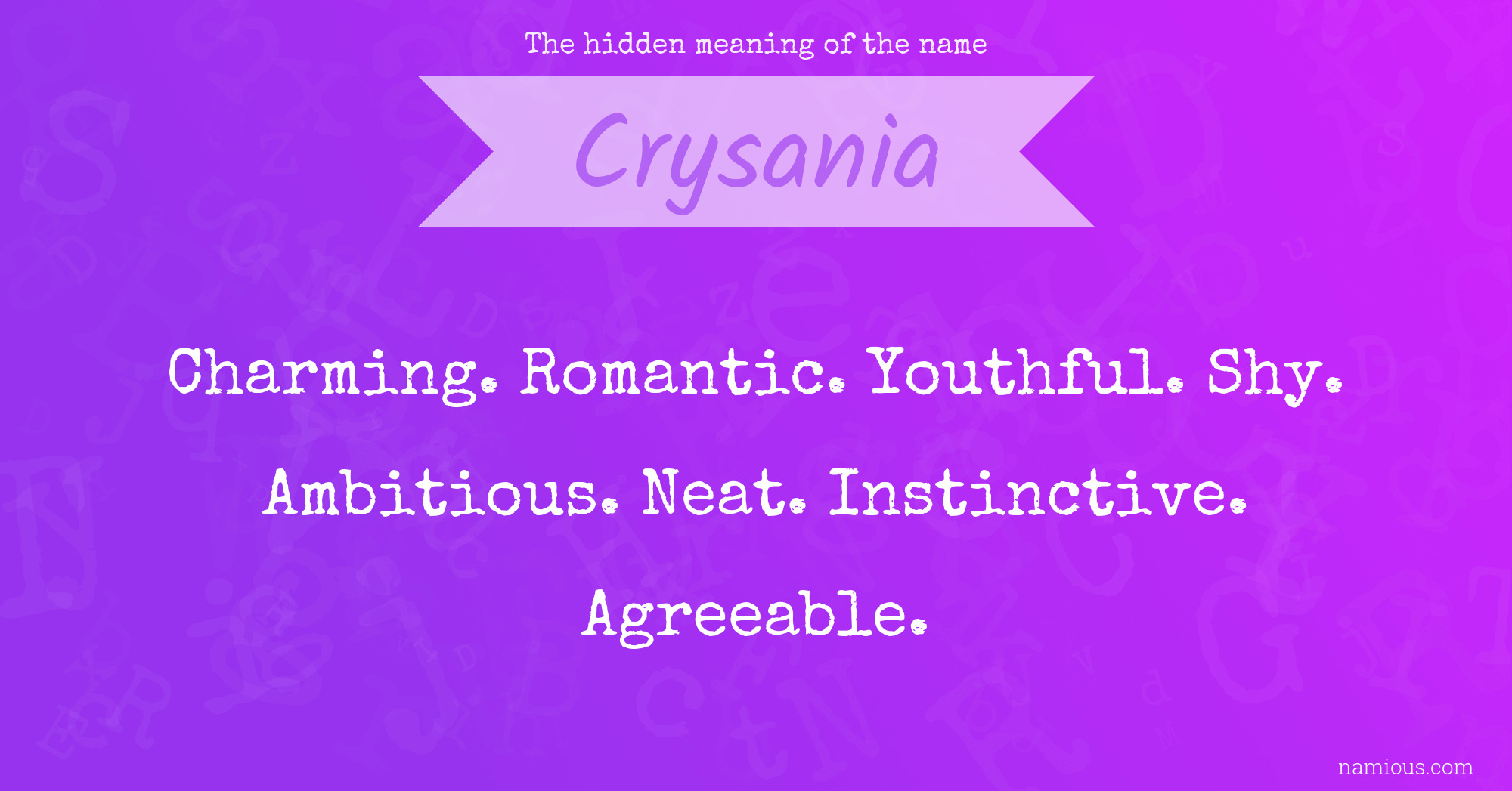 The hidden meaning of the name Crysania