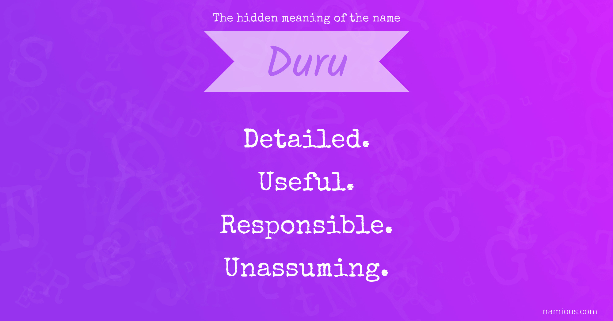 The hidden meaning of the name Duru