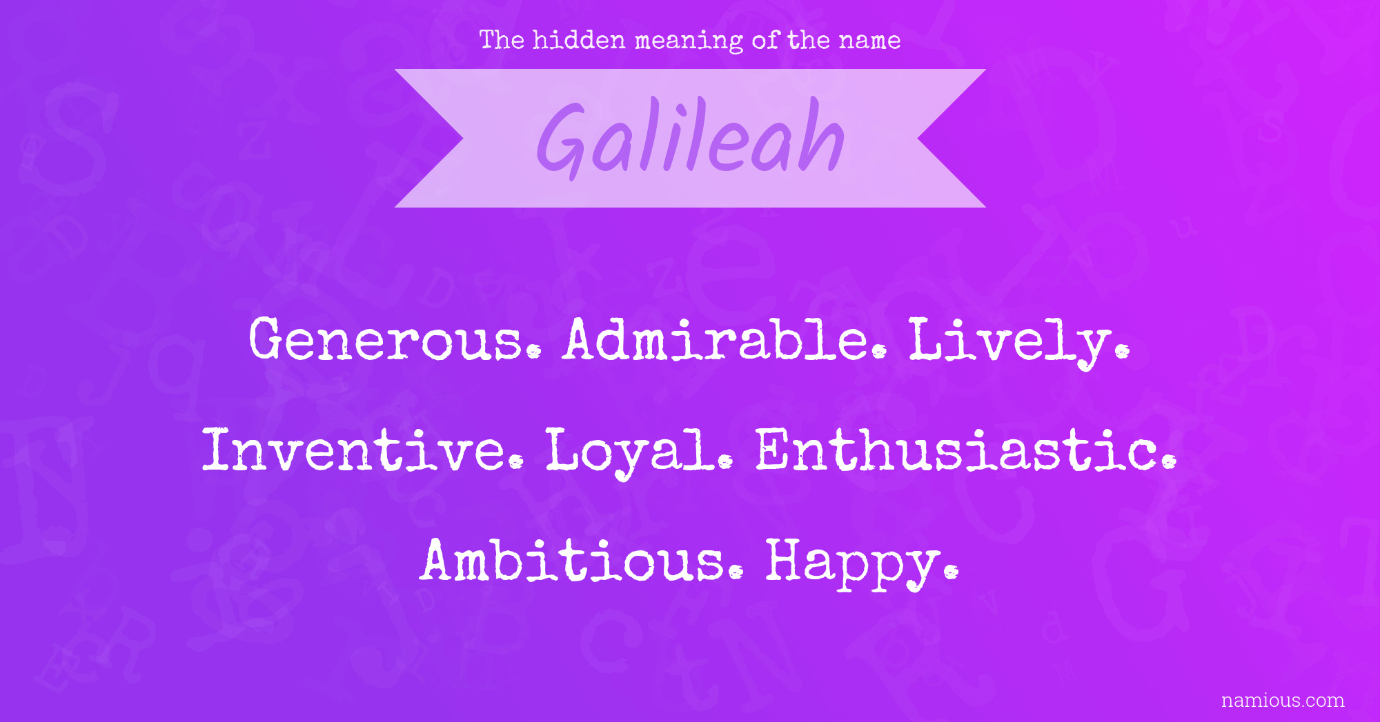 The hidden meaning of the name Galileah