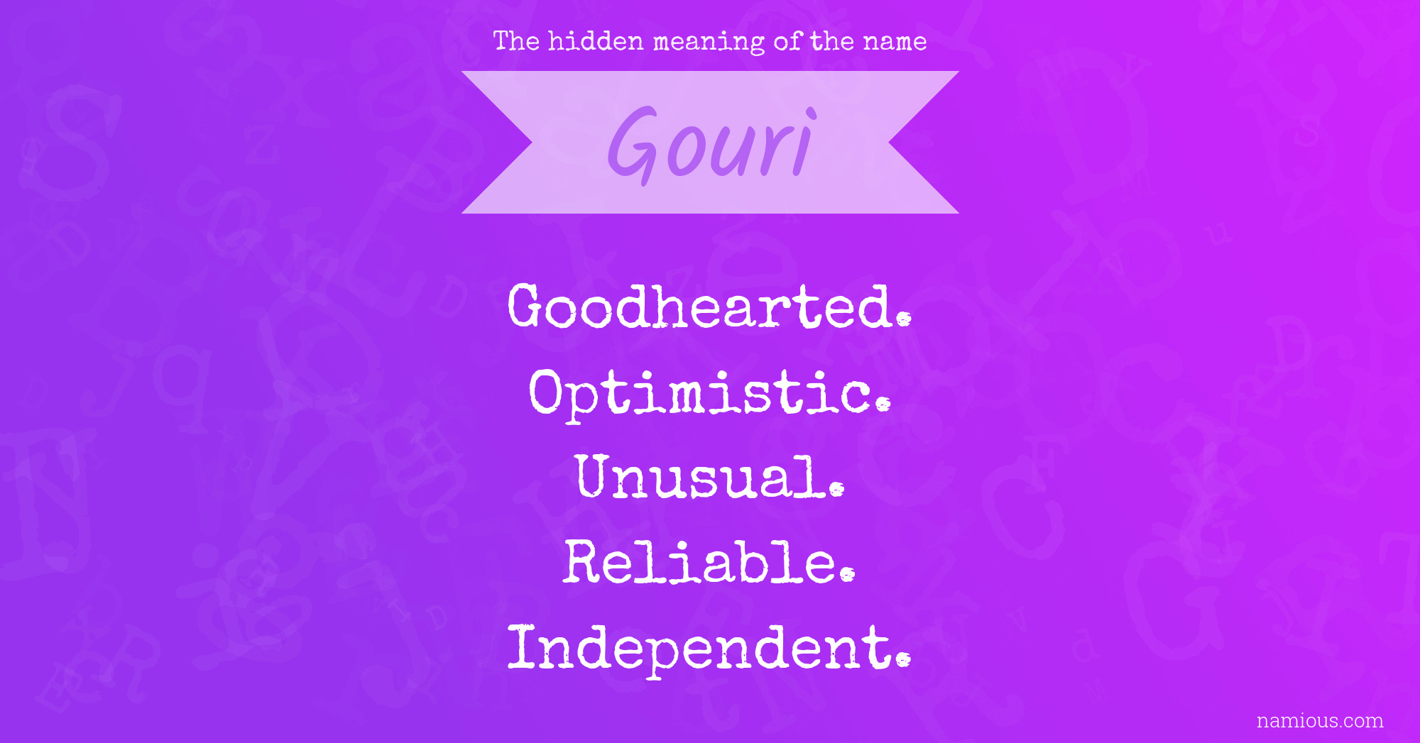 The hidden meaning of the name Gouri