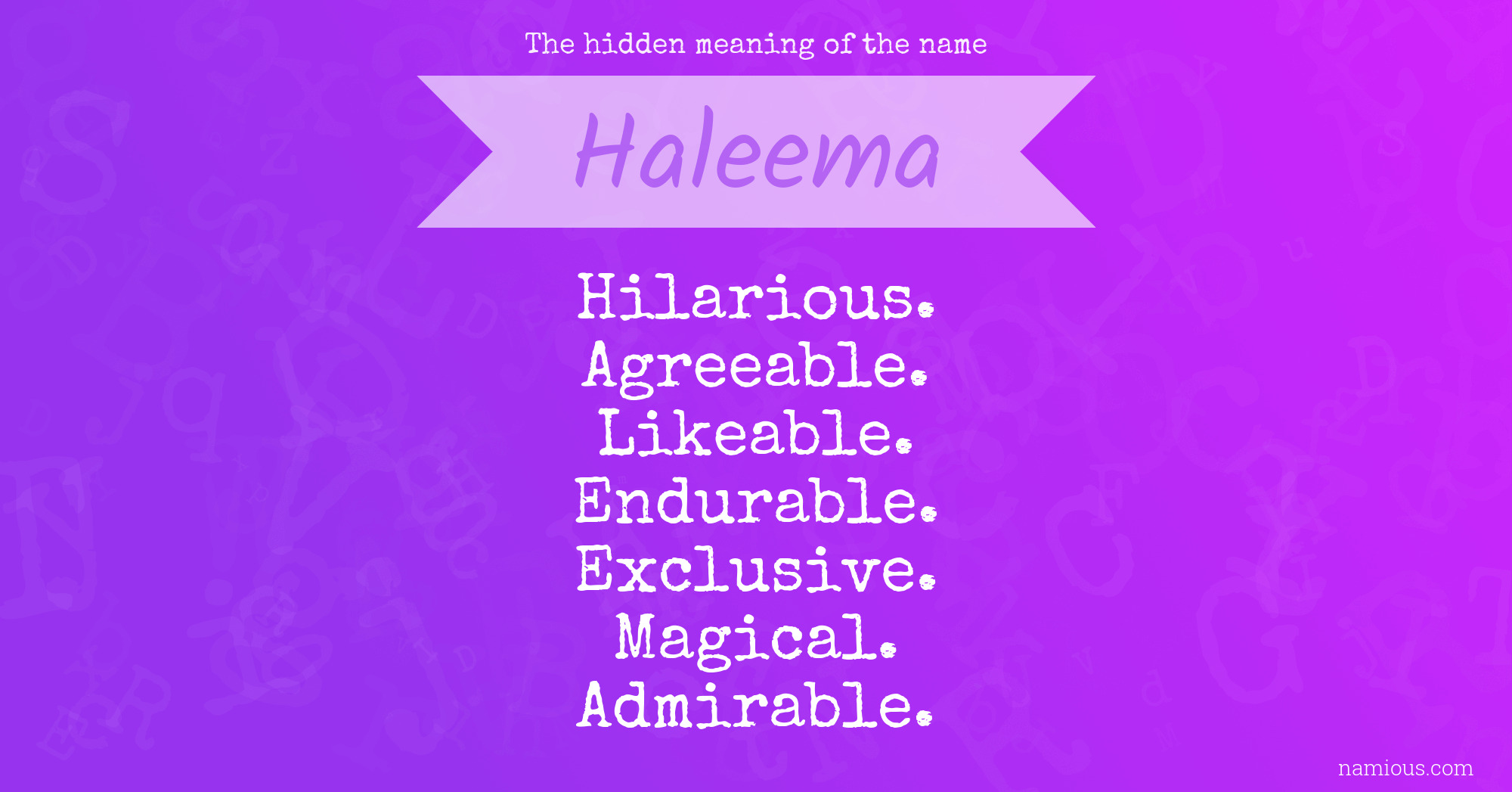 The hidden meaning of the name Haleema