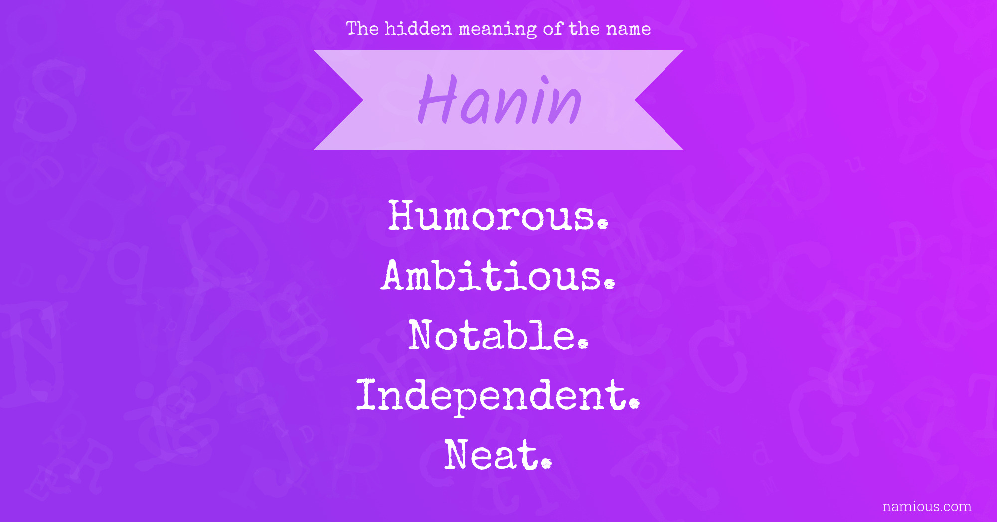The hidden meaning of the name Hanin