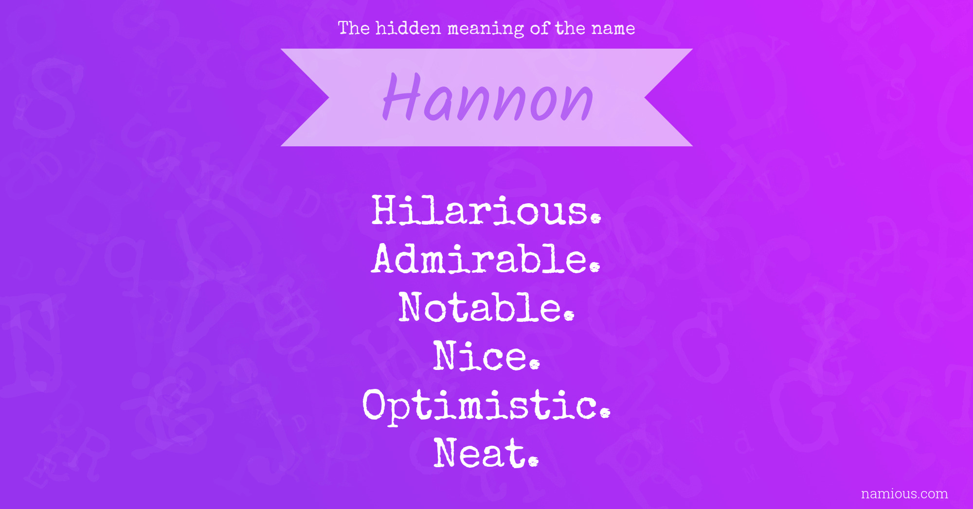 The hidden meaning of the name Hannon