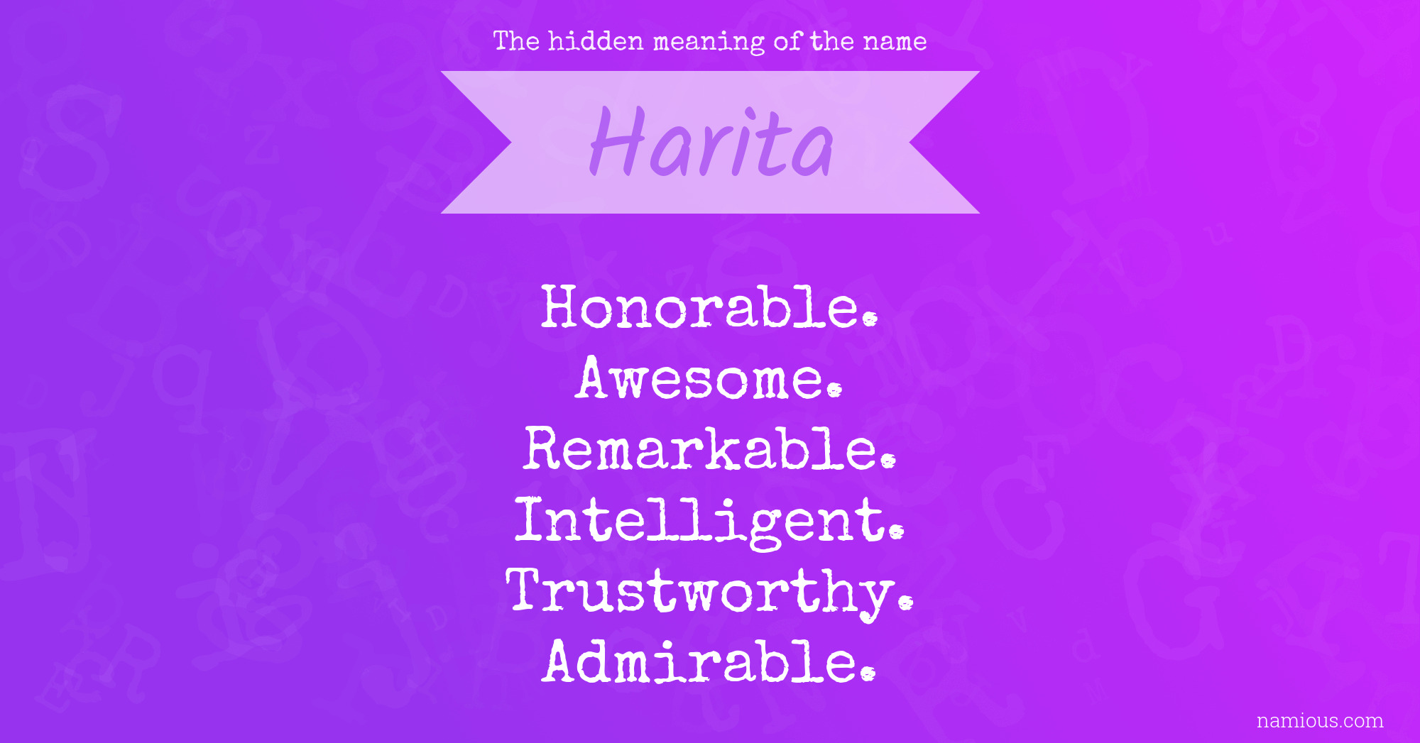 The hidden meaning of the name Harita