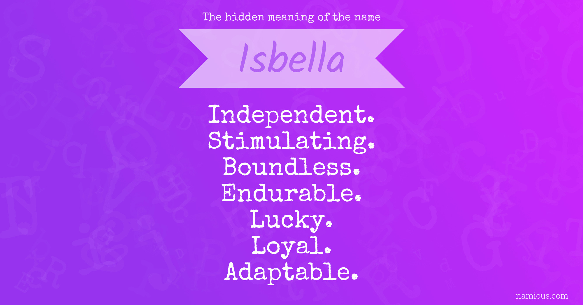 The hidden meaning of the name Isbella