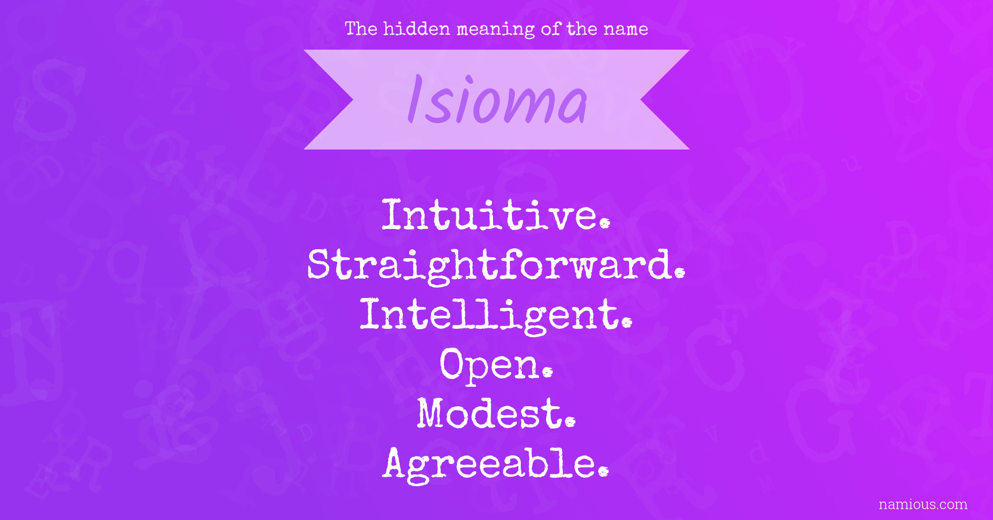 The hidden meaning of the name Isioma