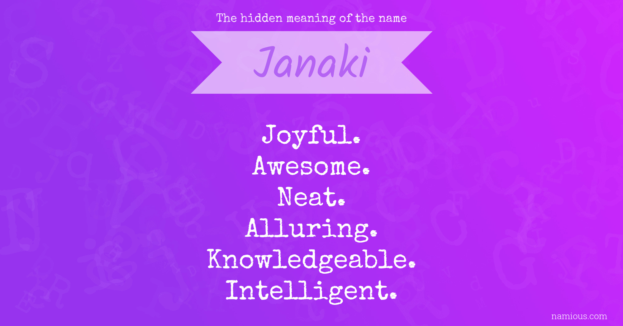 The hidden meaning of the name Janaki