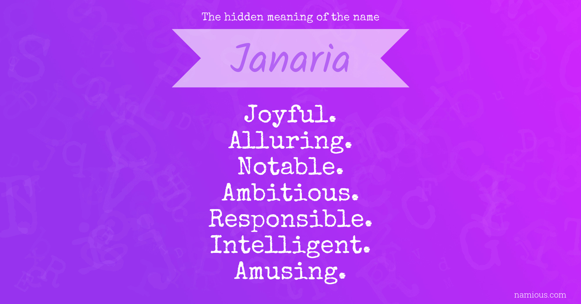 The hidden meaning of the name Janaria