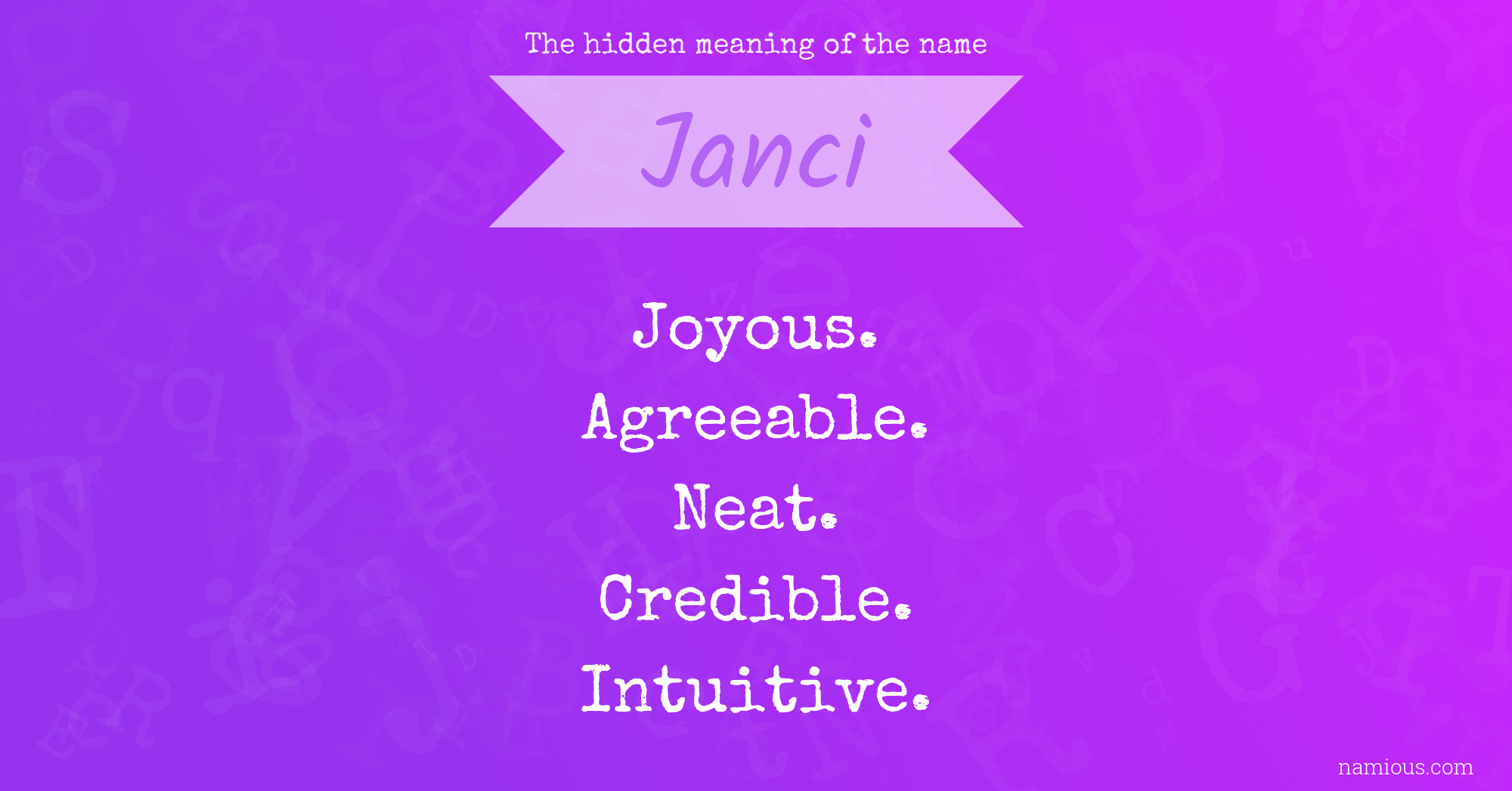 The hidden meaning of the name Janci