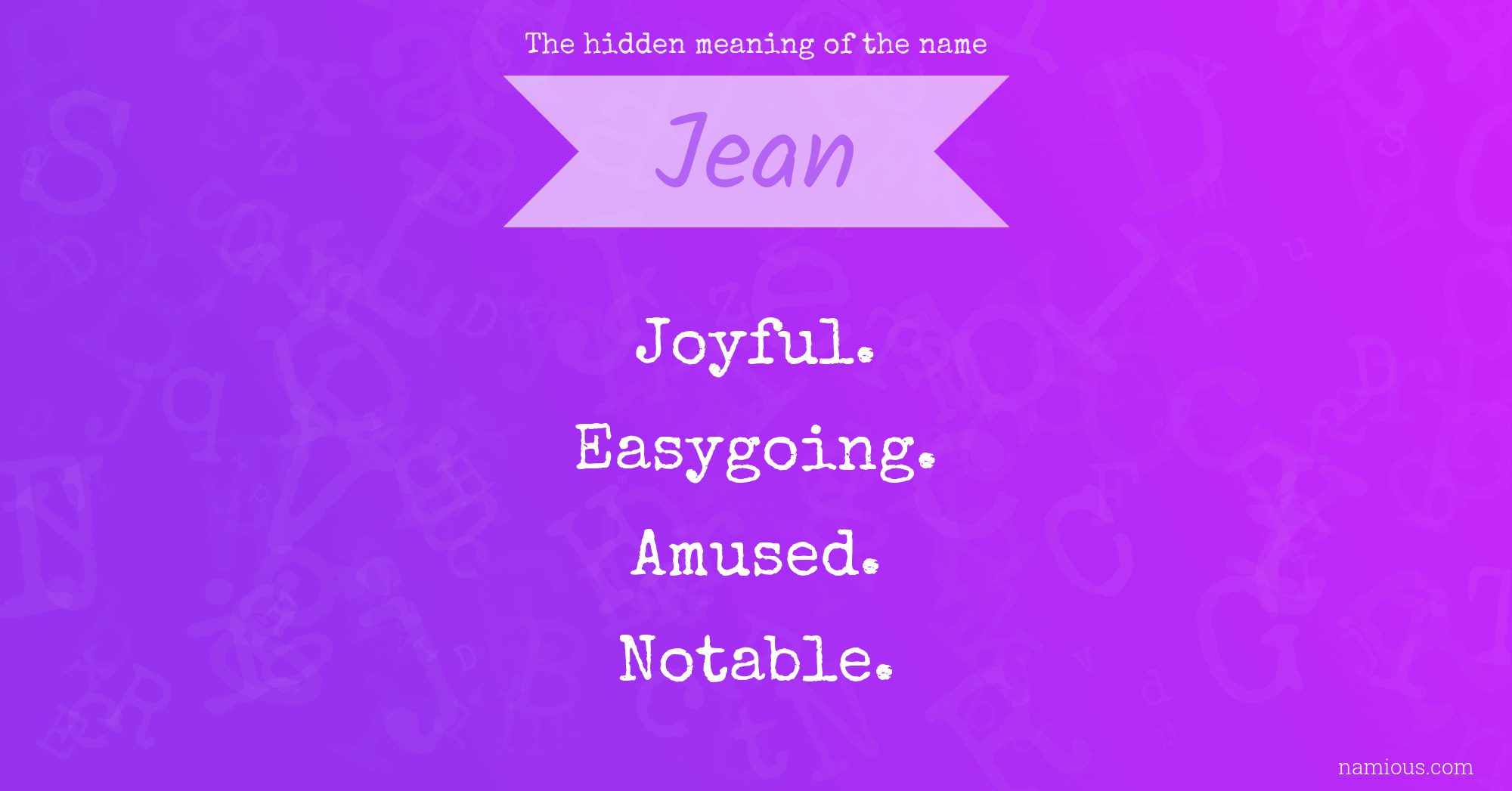 The hidden meaning of the name Jean