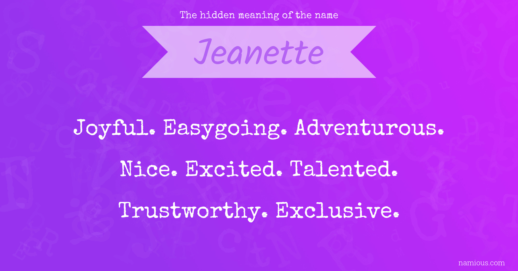 The hidden meaning of the name Jeanette