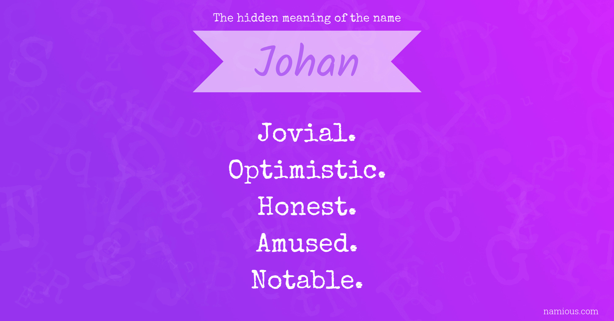 The hidden meaning of the name Johan