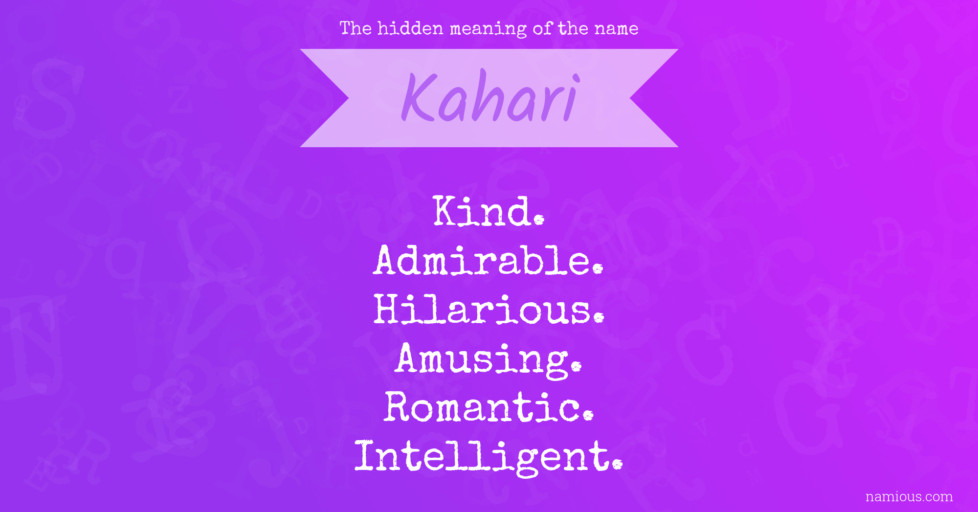 The hidden meaning of the name Kahari