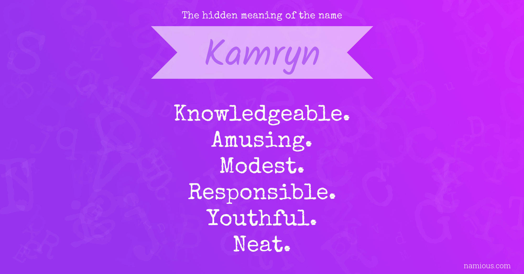 The hidden meaning of the name Kamryn