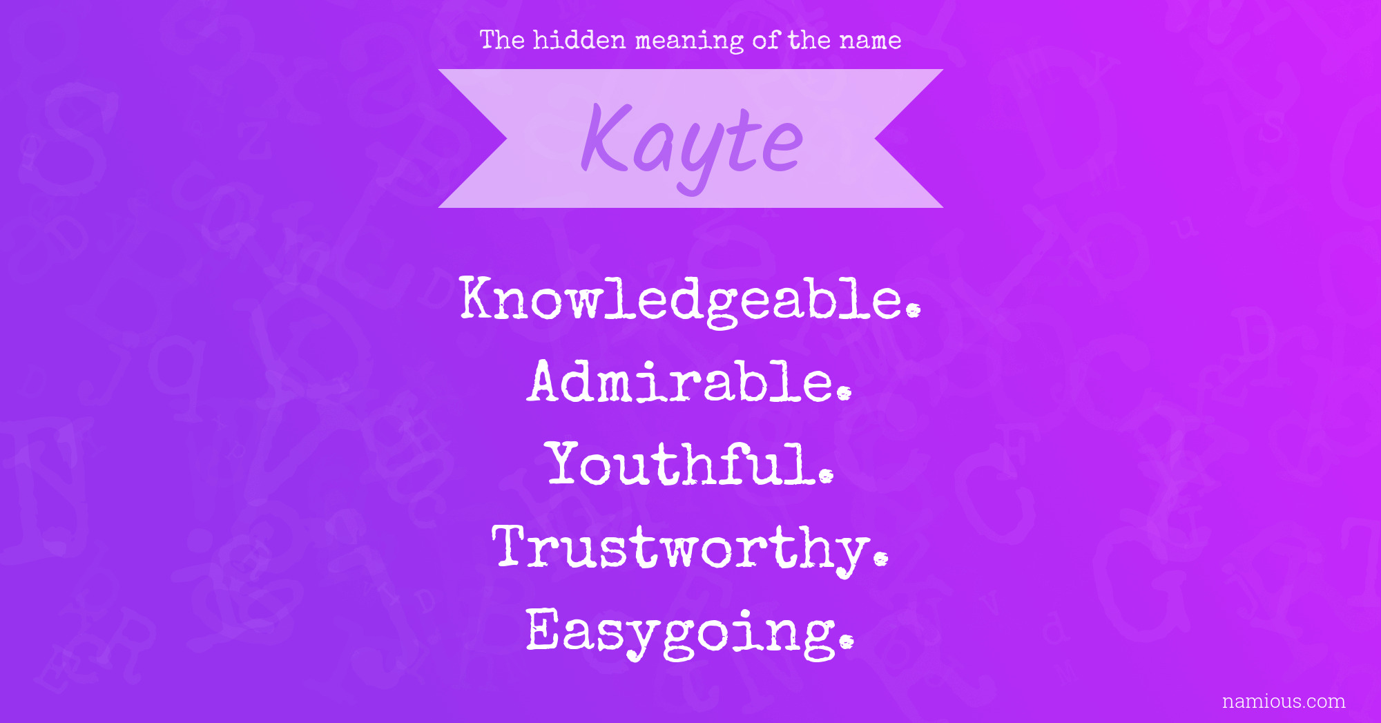 The hidden meaning of the name Kayte