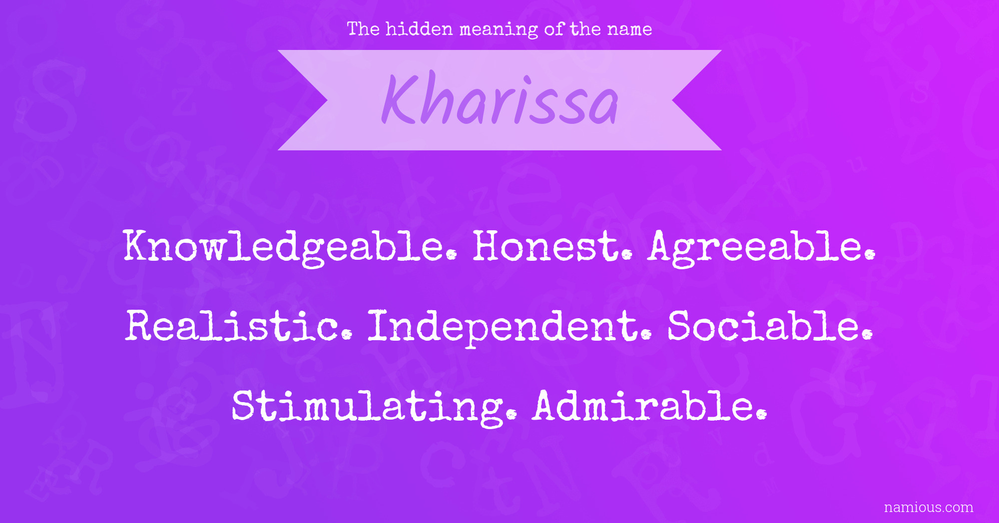 The hidden meaning of the name Kharissa